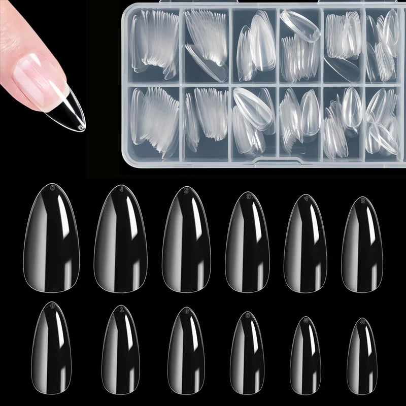 240 件 Almond False Nail Tips Clear Matt Soft Fake Nails Extension 12 Sizes for Home DIY Nail Salon Manicure