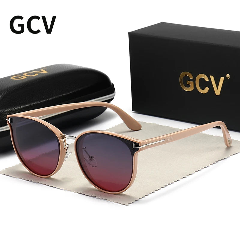2025 GCV Polarized Lady Sunglasses Cat Eye Fashion  Sun Glasses Luxury Woman Female Brand  Ultralight Frame Tourism Party  Leisu