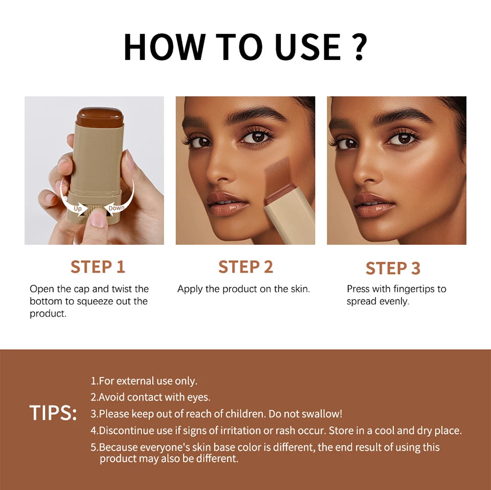 Stick Foundation Balm Serum Boosted Skin Tint Foundation Stick Smooth Plumper Hight Coverage Travel Bronze Foundation Stick Make
