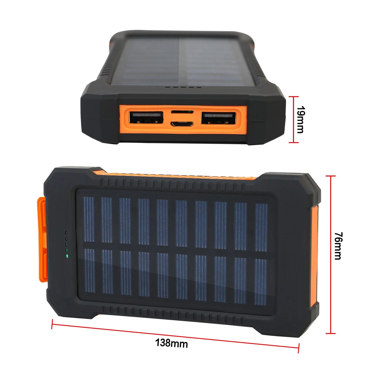 26800mAh Solar Power Bank Wireless Fast Charging 4 Wires PD18W Portable Waterproof with Flashlight For Outdoor iPhone Android