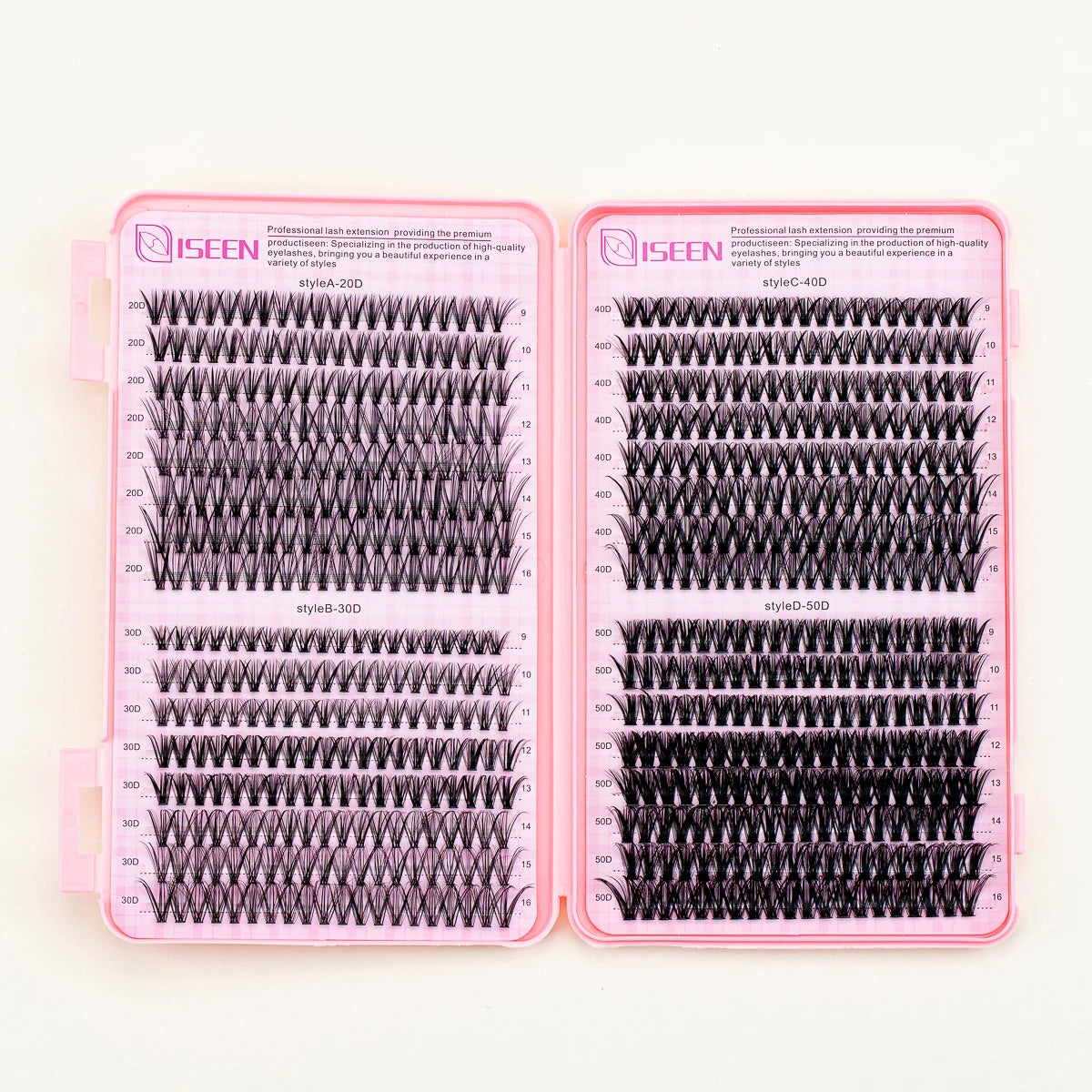 ISEEN DIY Segmented False Eyelash Set Large Capacity Cluster Eyelash Book With Glue,Remove GLue,Twezeer,Brush,Festival gift