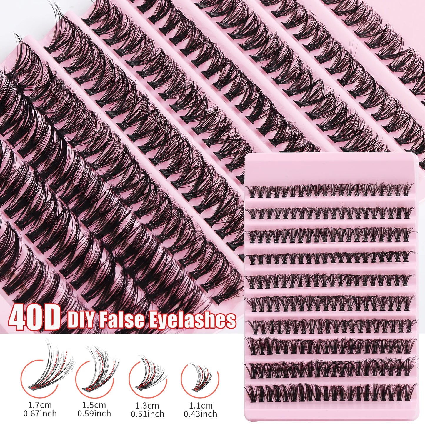 MJ Individual Lashes 8-16mm 200pcs Cluster Lashes Natural Look Mixed Tray DIY Eyelash Extension Volume Lash Clusters Eyelashes