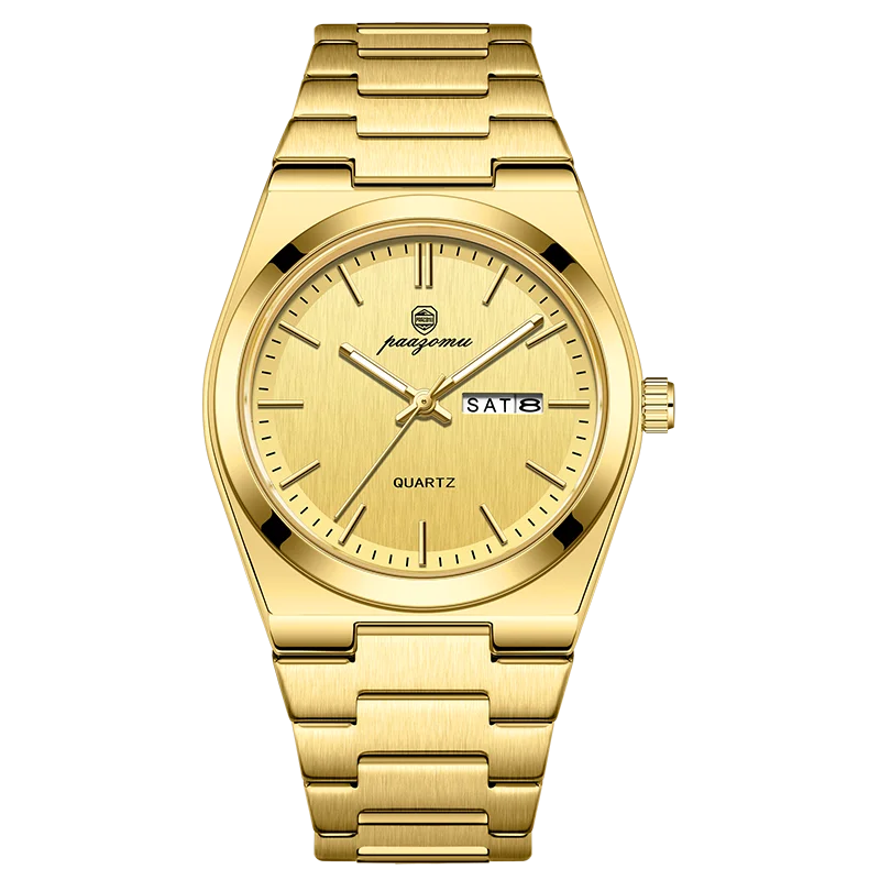 PENGAGAR Luxury Quartz Man Wristwatch Sport Men Watches Waterproof Luminous Date Week Stainless Steel Men's Watch Male Reloj+box