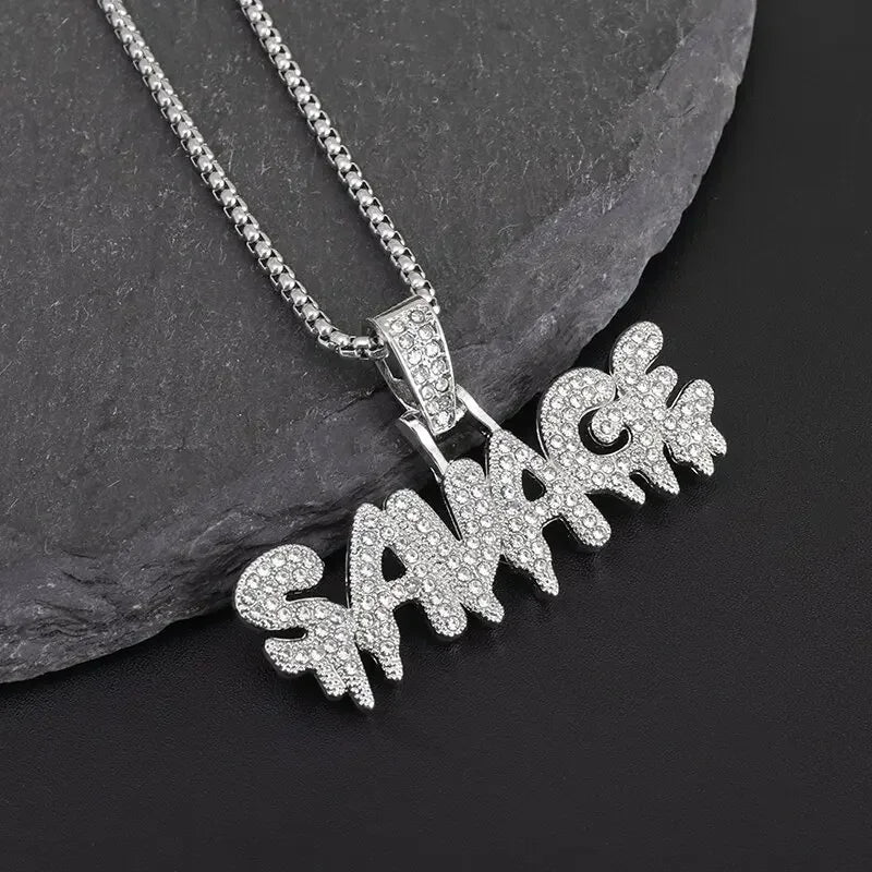 Fashion Hip Hop Bing Ice Crystal Letter Xo Necklace Cubic Zirconia Pendant Men's Hip Hop Rock Amulet Jewelry