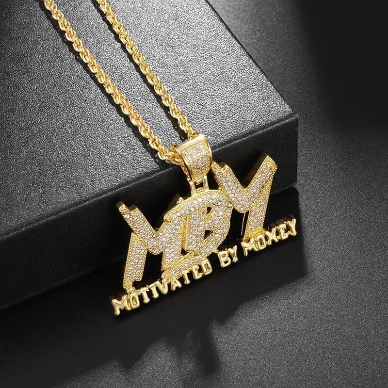 Fashion Hip Hop Bing Ice Crystal Letter Xo Necklace Cubic Zirconia Pendant Men's Hip Hop Rock Amulet Jewelry