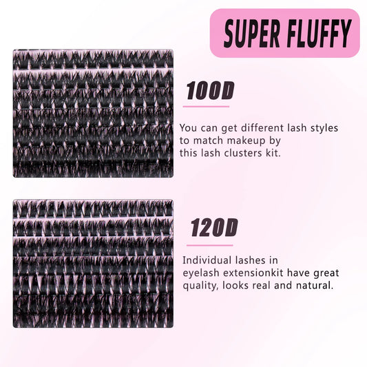 ISEEN DIY Segmented False Eyelash Set Large Capacity Cluster Eyelash Book With Glue,Remove GLue,Twezeer,Brush,Festival gift