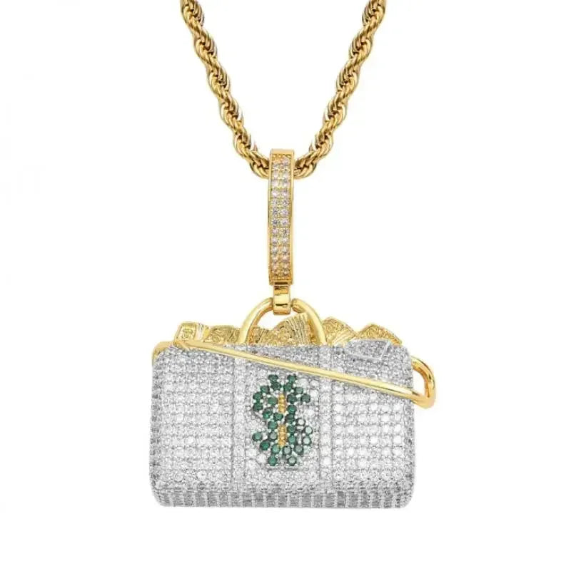 Fashion Hip Hop Bing Ice Crystal Letter Xo Necklace Cubic Zirconia Pendant Men's Hip Hop Rock Amulet Jewelry