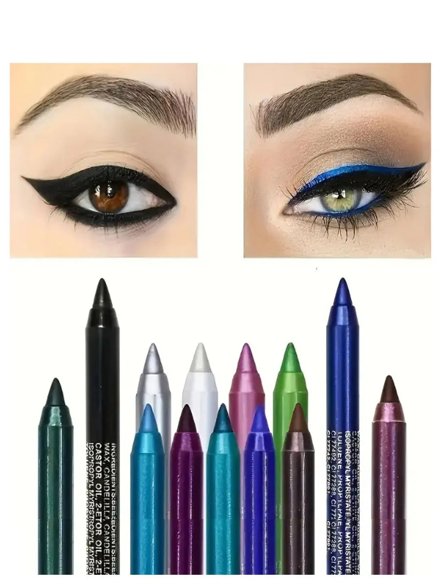 Smudge-Proof High-Shine Waterproof Eyeliner Pencil - Long-Lasting, Ethically Made, Black & Multicolor Options