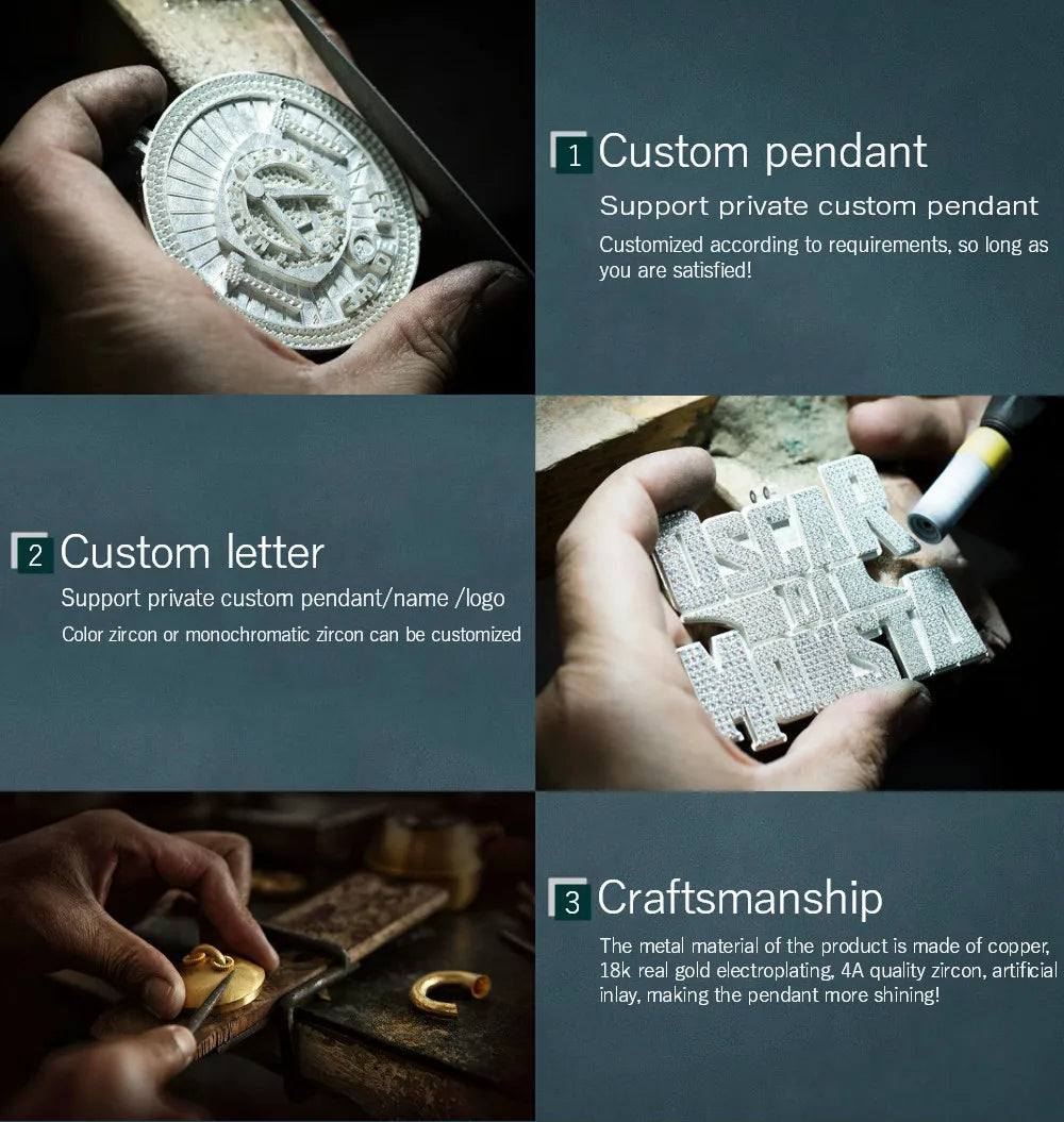 CUC Initials Baguette Cursive Letter Pendant Necklace For Men Women Iced Out Hip Hop Chain Fashion Rock Jewelry Gift A-Z