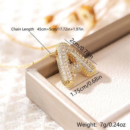Classics Zircon Inlay Letter Pendant Necklace Fashion Gold Color For Women Couple Holiday Gift Party Everyday Jewelry