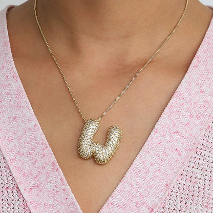 Initial Charm A-Z Letters Pendant Necklace Women Men Choker Stainless Steel Rope Chain Fat Alphabet Gold Color Hip Hop Iced