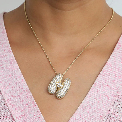 Initial Charm A-Z Letters Pendant Necklace Women Men Choker Stainless Steel Rope Chain Fat Alphabet Gold Color Hip Hop Iced