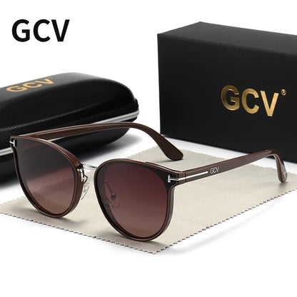 2025 GCV Polarized Lady Sunglasses Cat Eye Fashion  Sun Glasses Luxury Woman Female Brand  Ultralight Frame Tourism Party  Leisu
