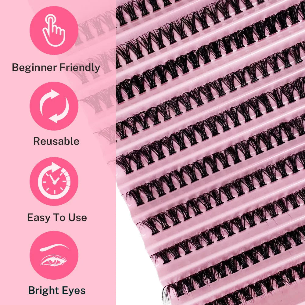 MJ Individual Lashes 8-16mm 200pcs Cluster Lashes Natural Look Mixed Tray DIY Eyelash Extension Volume Lash Clusters Eyelashes