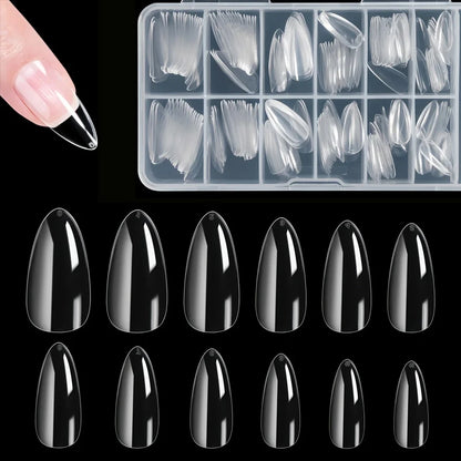 240 件 Almond False Nail Tips Clear Matt Soft Fake Nails Extension 12 Sizes for Home DIY Nail Salon Manicure