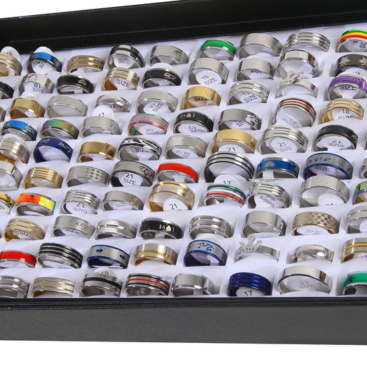100pcs/Lots Stainless steel Rings Fashion Jewelry Party Gift Wedding Rings Mix Style Wholesale Mens Womens
