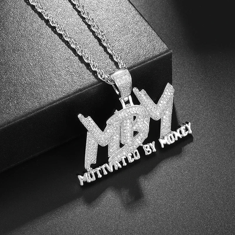 Fashion Hip Hop Bing Ice Crystal Letter Xo Necklace Cubic Zirconia Pendant Men's Hip Hop Rock Amulet Jewelry