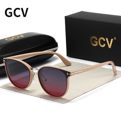 2025 GCV Polarized Lady Sunglasses Cat Eye Fashion  Sun Glasses Luxury Woman Female Brand  Ultralight Frame Tourism Party  Leisu