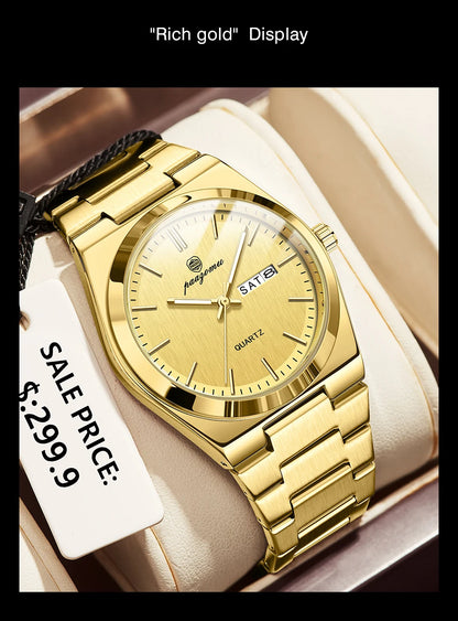 PENGAGAR Luxury Quartz Man Wristwatch Sport Men Watches Waterproof Luminous Date Week Stainless Steel Men's Watch Male Reloj+box