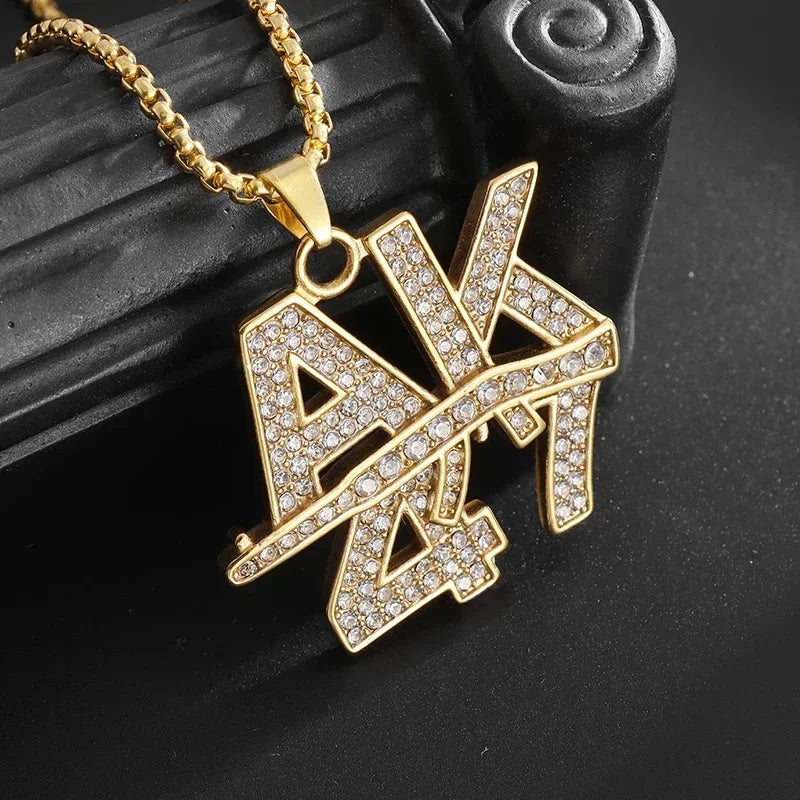 Fashion Hip Hop Bing Ice Crystal Letter Xo Necklace Cubic Zirconia Pendant Men's Hip Hop Rock Amulet Jewelry