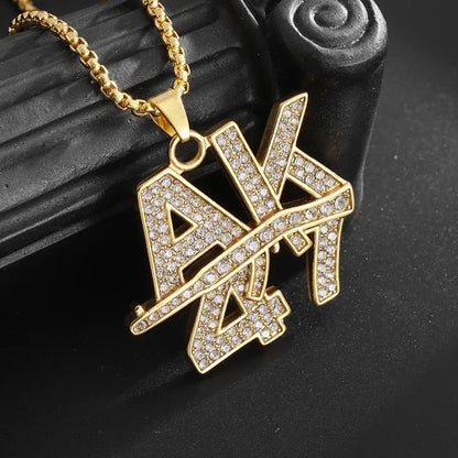 Fashion Hip Hop Bing Ice Crystal Letter Xo Necklace Cubic Zirconia Pendant Men's Hip Hop Rock Amulet Jewelry