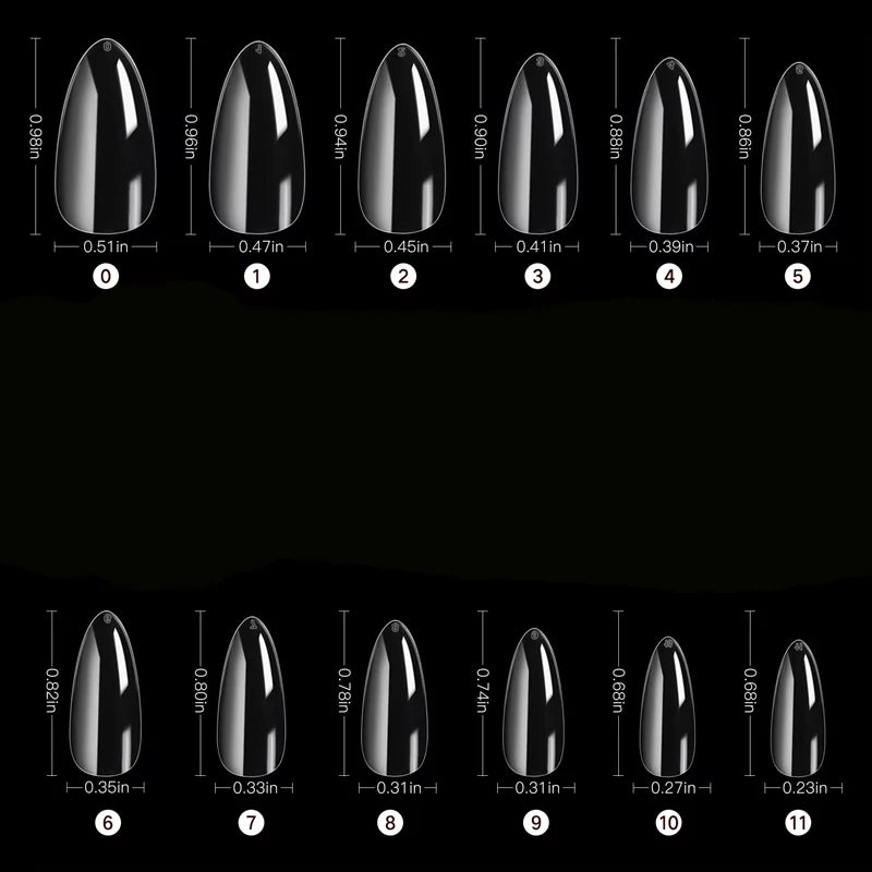 240 件 Almond False Nail Tips Clear Matt Soft Fake Nails Extension 12 Sizes for Home DIY Nail Salon Manicure
