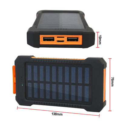 26800mAh Solar Power Bank Wireless Fast Charging 4 Wires PD18W Portable Waterproof with Flashlight For Outdoor iPhone Android