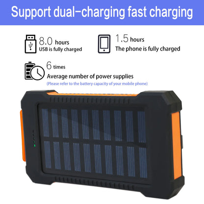 26800mAh Solar Power Bank Wireless Fast Charging 4 Wires PD18W Portable Waterproof with Flashlight For Outdoor iPhone Android