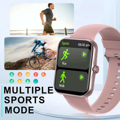 Smartwatch, custom wallpaper, call/message alerts, wireless calling, unisex sports watch, for Android and iPhone