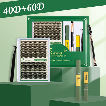 ISEEN DIY Segmented False Eyelash Set Large Capacity Cluster Eyelash Book With Glue,Remove GLue,Twezeer,Brush,Festival gift