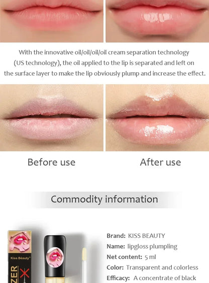 Fast Volumising Lip Plumper Serum Sexy Lip Oil Gloss Increase Lip Elasticity Reduce Fine Lines Brighten Moisturizing Lip Care