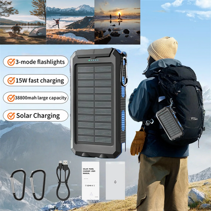 Waterproof Outdoor Solar Power Bank 38800mAh Dual USB Travel Outdoor Solar Mobile Phone Charger Solar Powerbanks For Camping