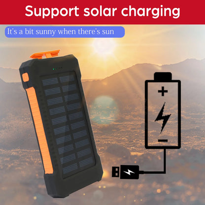 26800mAh Solar Power Bank Wireless Fast Charging 4 Wires PD18W Portable Waterproof with Flashlight For Outdoor iPhone Android