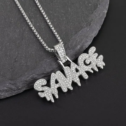 Fashion Hip Hop Bing Ice Crystal Letter Xo Necklace Cubic Zirconia Pendant Men's Hip Hop Rock Amulet Jewelry