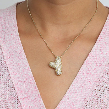 Initial Charm A-Z Letters Pendant Necklace Women Men Choker Stainless Steel Rope Chain Fat Alphabet Gold Color Hip Hop Iced