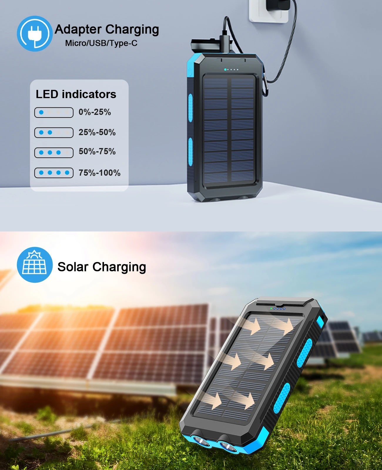 Waterproof Outdoor Solar Power Bank 38800mAh Dual USB Travel Outdoor Solar Mobile Phone Charger Solar Powerbanks For Camping