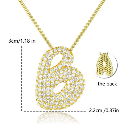 Initial Charm A-Z Letters Pendant Necklace Women Men Choker Stainless Steel Rope Chain Fat Alphabet Gold Color Hip Hop Iced