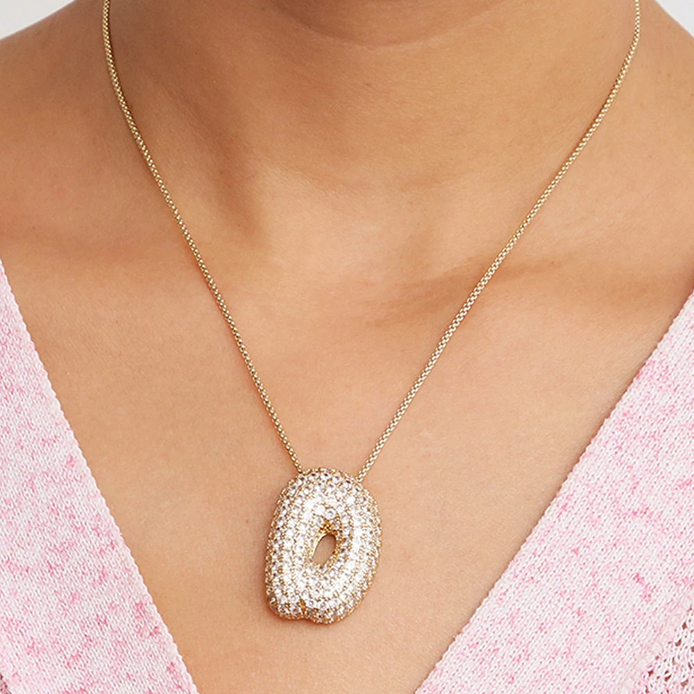 Initial Charm A-Z Letters Pendant Necklace Women Men Choker Stainless Steel Rope Chain Fat Alphabet Gold Color Hip Hop Iced