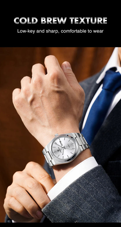 PENGAGAR Luxury Quartz Man Wristwatch Sport Men Watches Waterproof Luminous Date Week Stainless Steel Men's Watch Male Reloj+box