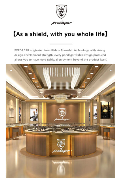 POEDAGAR Original Square Watches For Men Week Date Stainless Steel Man Watch Luminous Waterproof Luxury Men's Quartz Wristwatch