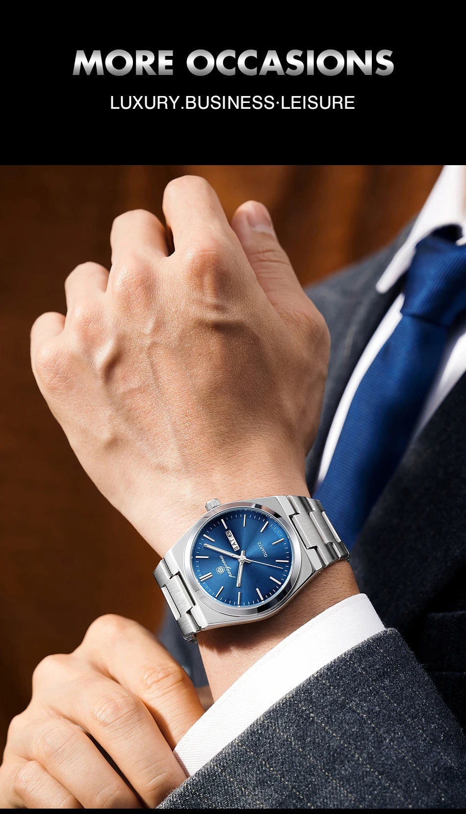 PENGAGAR Luxury Quartz Man Wristwatch Sport Men Watches Waterproof Luminous Date Week Stainless Steel Men's Watch Male Reloj+box