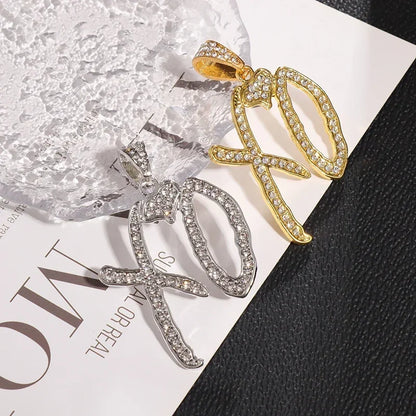 Fashion Hip Hop Bing Ice Crystal Letter Xo Necklace Cubic Zirconia Pendant Men's Hip Hop Rock Amulet Jewelry