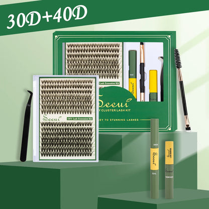 ISEEN DIY Segmented False Eyelash Set Large Capacity Cluster Eyelash Book With Glue,Remove GLue,Twezeer,Brush,Festival gift