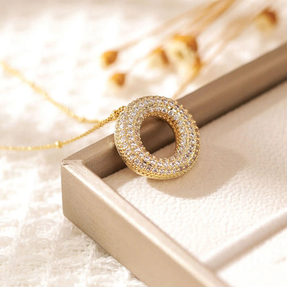 Classics Zircon Inlay Letter Pendant Necklace Fashion Gold Color For Women Couple Holiday Gift Party Everyday Jewelry