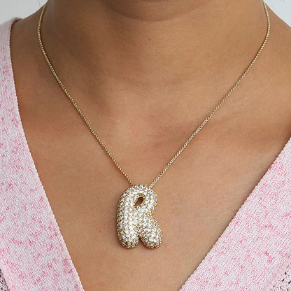 Initial Charm A-Z Letters Pendant Necklace Women Men Choker Stainless Steel Rope Chain Fat Alphabet Gold Color Hip Hop Iced