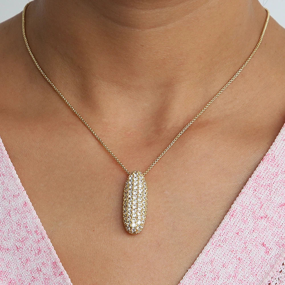 Initial Charm A-Z Letters Pendant Necklace Women Men Choker Stainless Steel Rope Chain Fat Alphabet Gold Color Hip Hop Iced