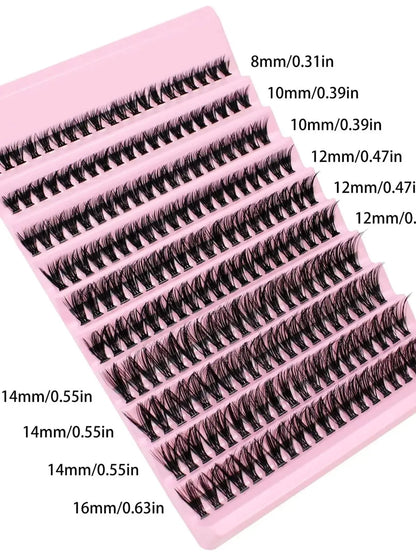 MJ Individual Lashes 8-16mm 200pcs Cluster Lashes Natural Look Mixed Tray DIY Eyelash Extension Volume Lash Clusters Eyelashes