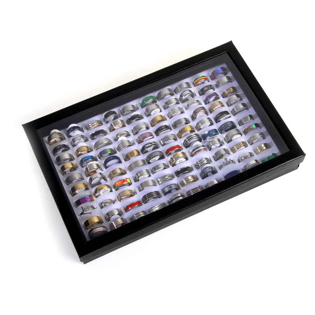 100pcs/Lots Stainless steel Rings Fashion Jewelry Party Gift Wedding Rings Mix Style Wholesale Mens Womens