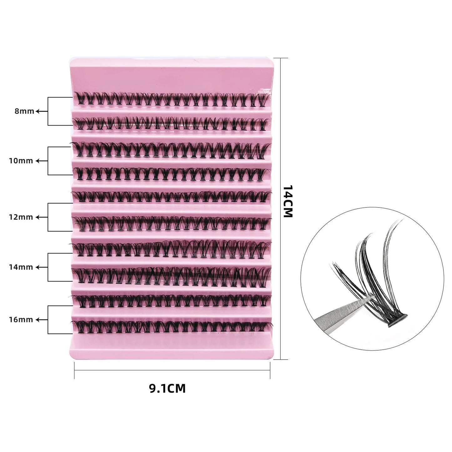 MJ Individual Lashes 8-16mm 200pcs Cluster Lashes Natural Look Mixed Tray DIY Eyelash Extension Volume Lash Clusters Eyelashes