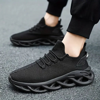 Men Casual Sport Shoes Breathable Lightweight Sneakers Outdoor Mesh Black Running Shoes Athletic Jogging Tenis Walking Shoes
